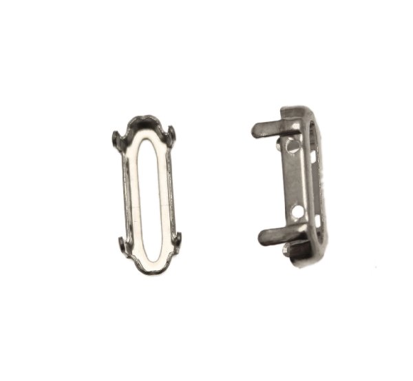 Castone per gemma o cabochon a baguette arrotondata da 15x5 mm.