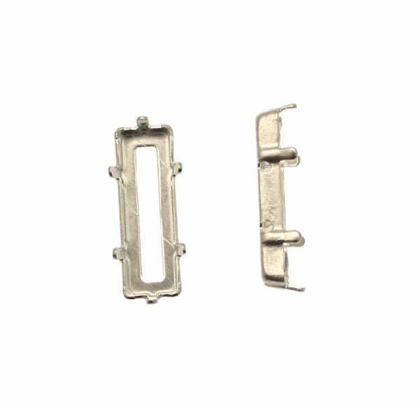 Castone per gemma o cabochon a baguette rettangolare da 21x7 mm.