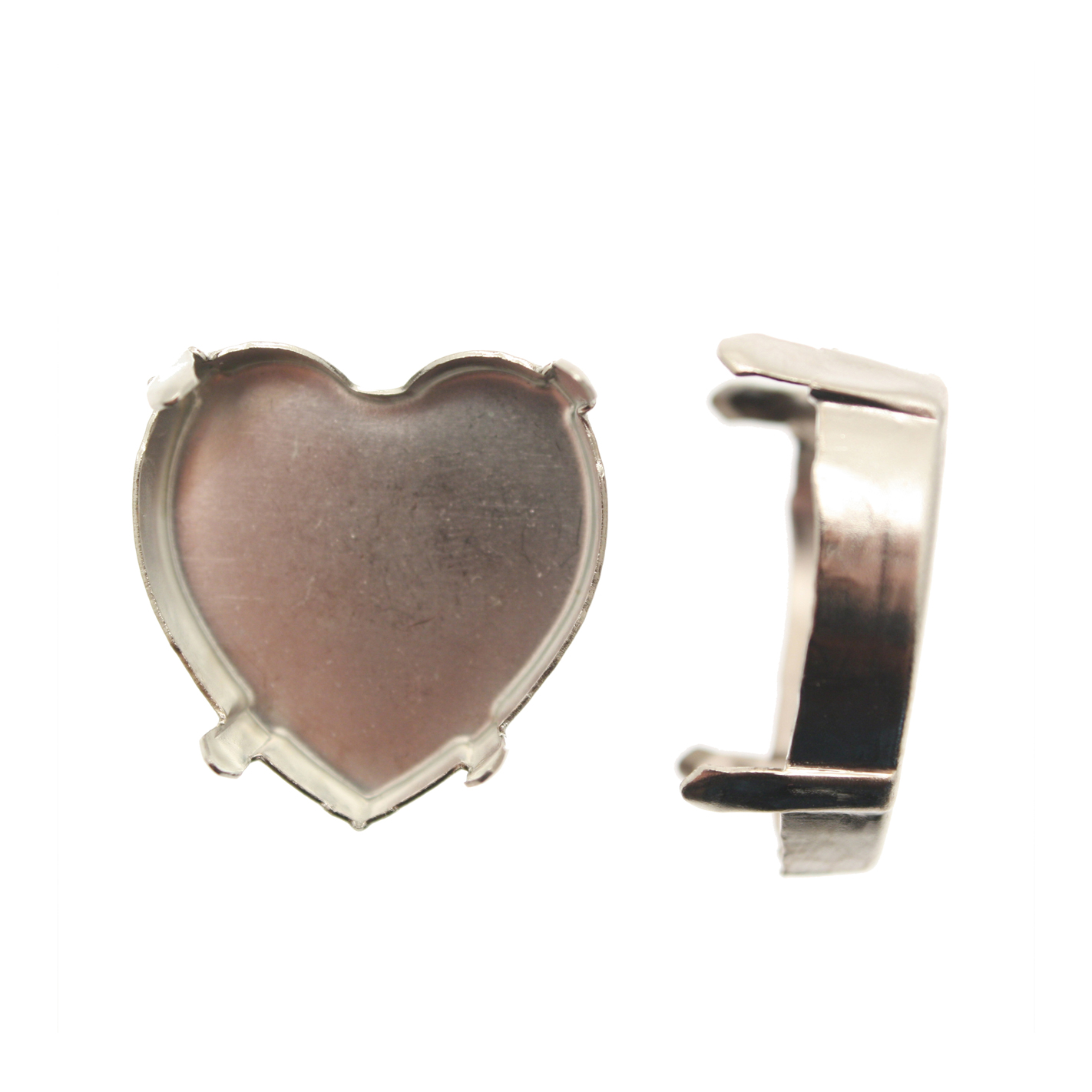 Castone per gemma o cabochon a cuore da 28 mm. (CHIUSO SENZA FORI)