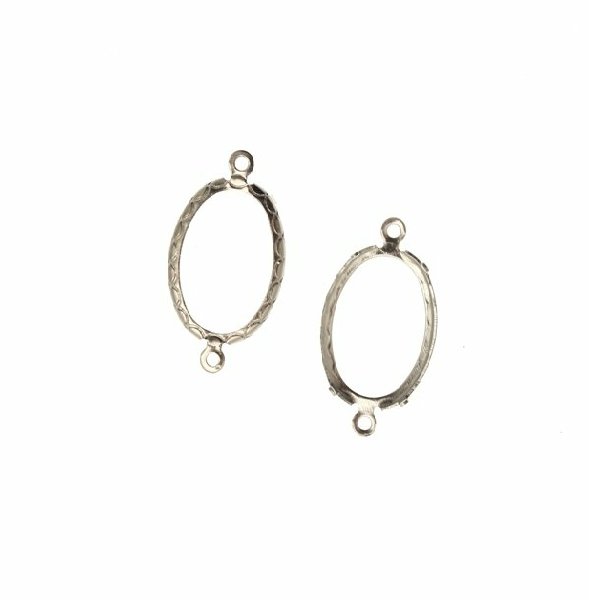 Porta gemma o cabochon ovale, con doppio anello, 25x14 mm.