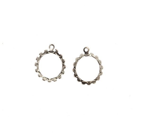 Porta gemma o cabochon tondo a ciondolo, 16x19 mm.