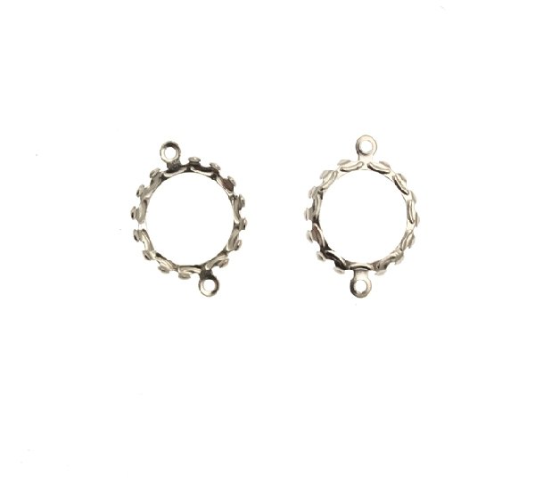 Porta gemma o cabochon tondo, con doppio anello, 21x16 mm.