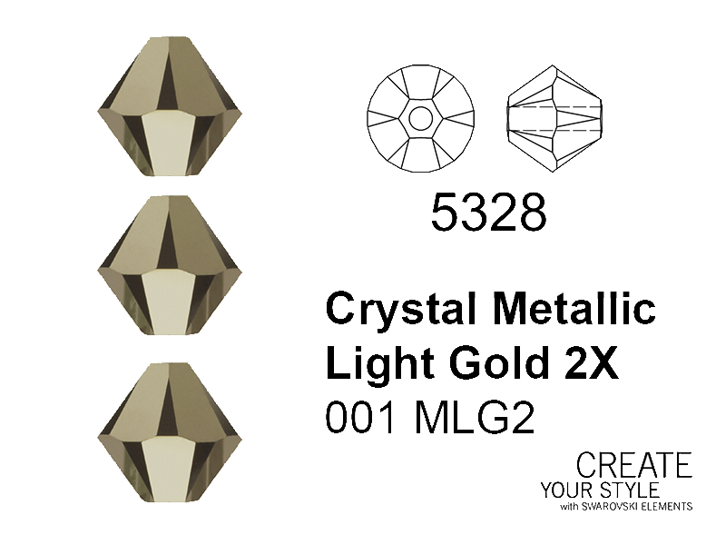 Swarovski Bicono CRYSTAL METALLIC LIGHT GOLD 2X - 5328