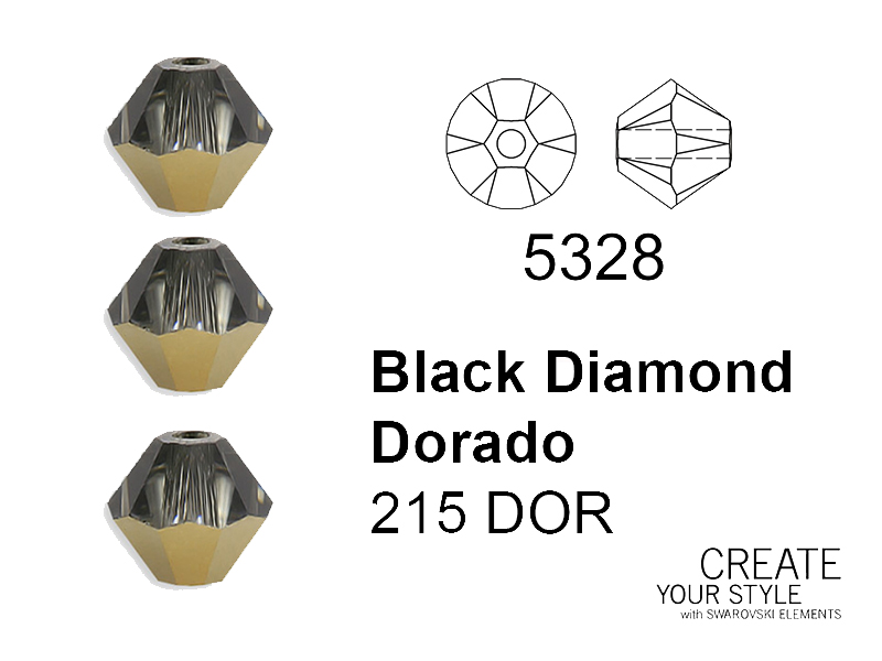 Swarovski Bicono BLACK DIAMOND DORADO - 5328