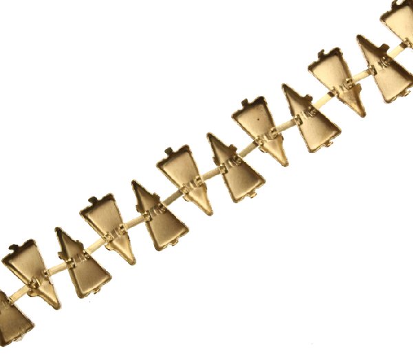 Catena porta gemme triangolari, 16x8 mm., base Ottone