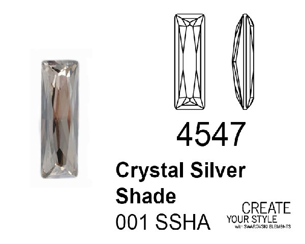 Swarovski Gemma Baguette CRYSTAL SILVER SHADE - 4547