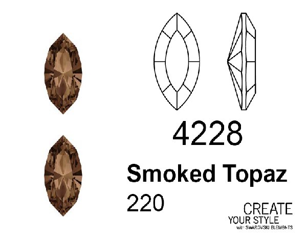Gemma in Cristallo a Navetta colore SMOKED TOPAZ - 4228