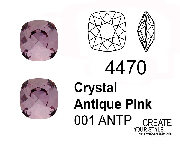 Swarovski Gemma Quadrata CRYSTAL ANTIQUE PINK - 4470