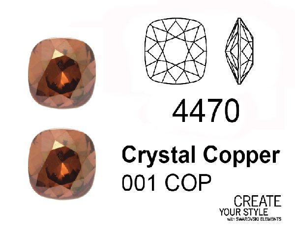 Swarovski Gemma Quadrata CRYSTAL COPPER - 4470