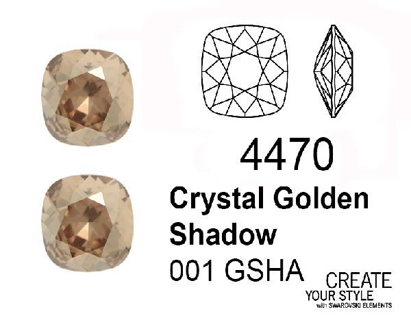 Swarovski Gemma Quadrata CRYSTAL GOLDEN SHADOW - 4470