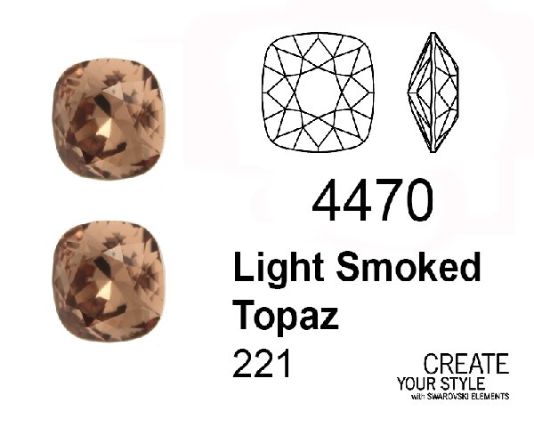 Swarovski Gemma Quadrata LIGHT SMOKED TOPAZ - 4470