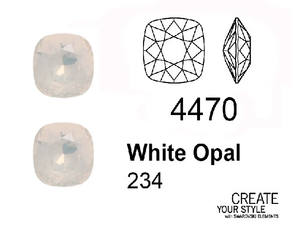 Swarovski Gemma Quadrata WHITE OPAL - 4470