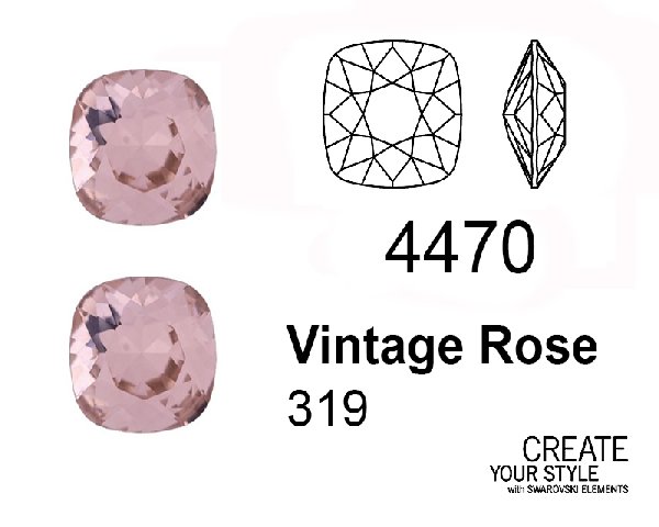 Swarovski Gemma Quadrata VINTAGE ROSE - 4470