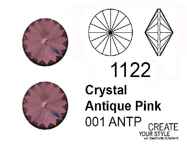Swarovski Gemma Tonda a Rivolo CRYSTAL ANTIQUE PINK - 1122