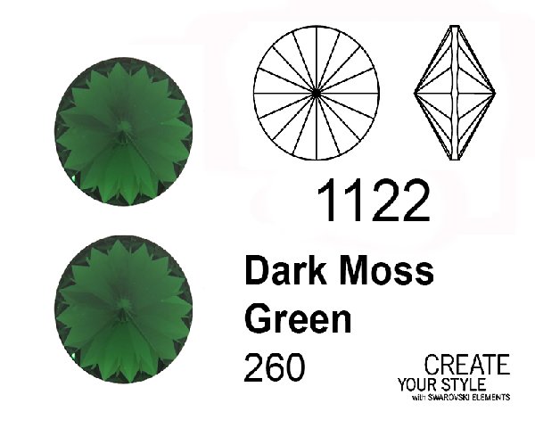 Swarovski Gemma Tonda a Rivolo DARK MOSS GREEN - 1122