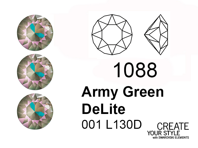 Swarovski Gemma Tonda Conica ARMY GREEN DELITE - 1088
