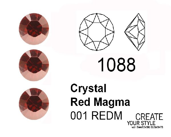Swarovski Gemma Tonda Conica CRYSTAL RED MAGMA - 1088