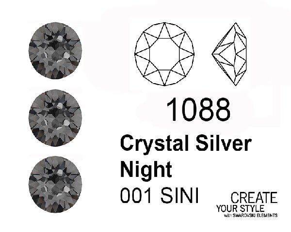 Swarovski Gemma Tonda Conica CRYSTAL SILVER NIGHT - 1088