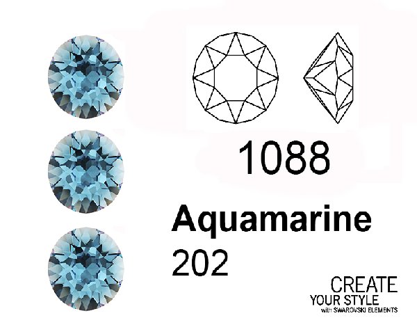 Swarovski Gemma Tonda Conica AQUAMARINE - 1088