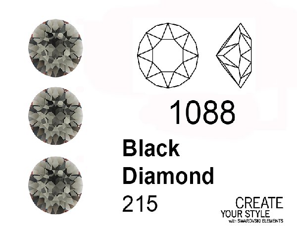 Swarovski Gemma Tonda Conica BLACK DIAMOND - 1088