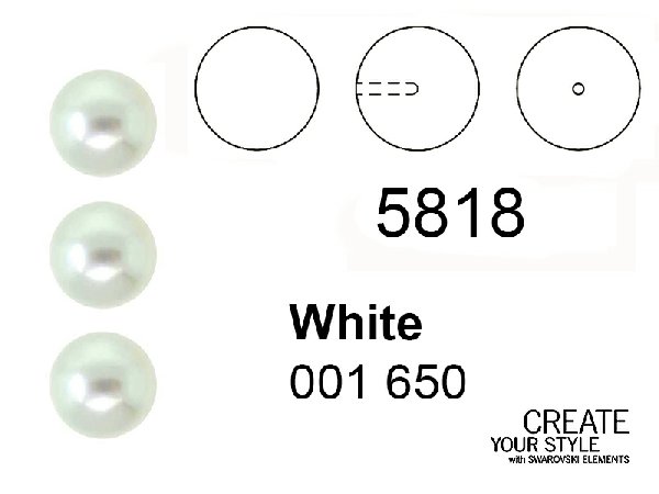 Swarovski Perla (mezzo foro) WHITE PEARL - 5818