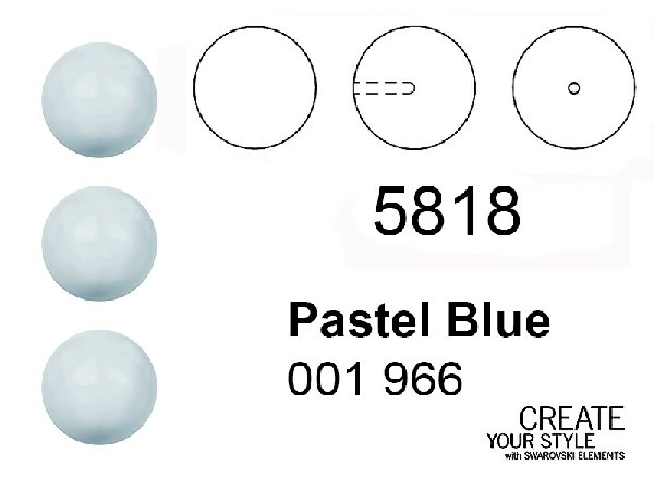 Swarovski Perla (mezzo foro) PASTEL BLUE - 5818