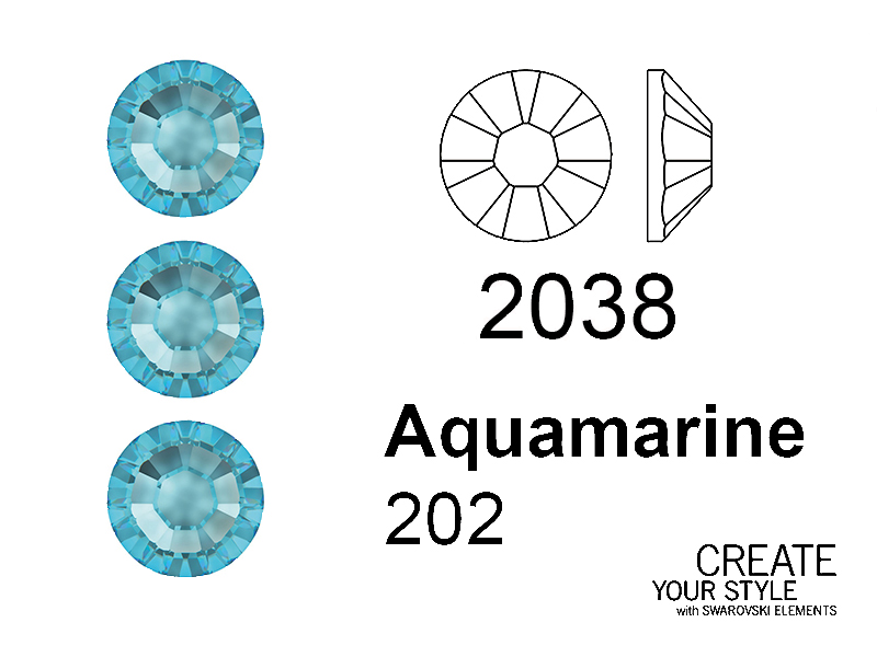 Swarovski Strass Termoadesivo AQUAMARINE - 2038