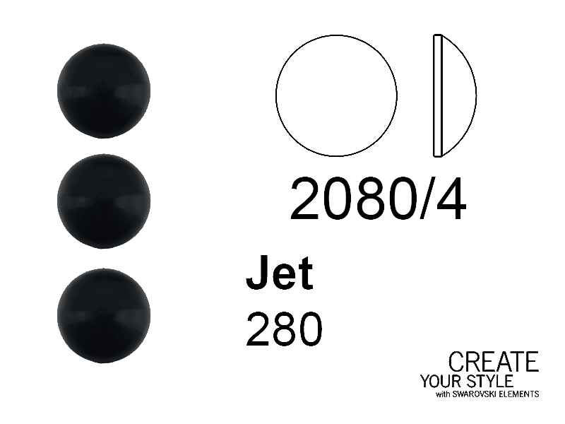 Swarovski Strass Termoadesivo (mezza sfera) JET - 2080/4