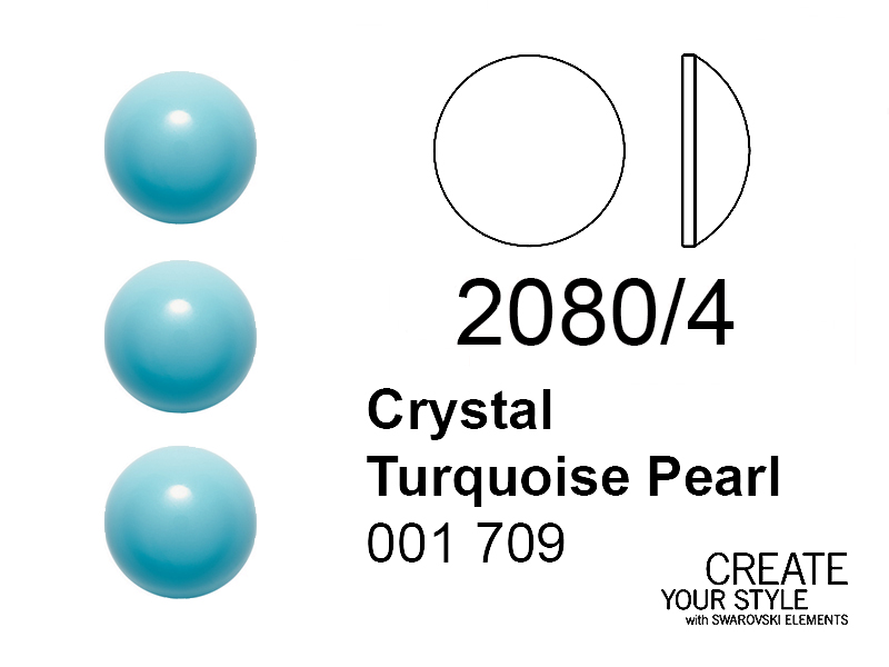 Swarovski Strass Termoadesivo (mezza sfera) CRYSTAL TURQUOISE PEARL - 2080/4