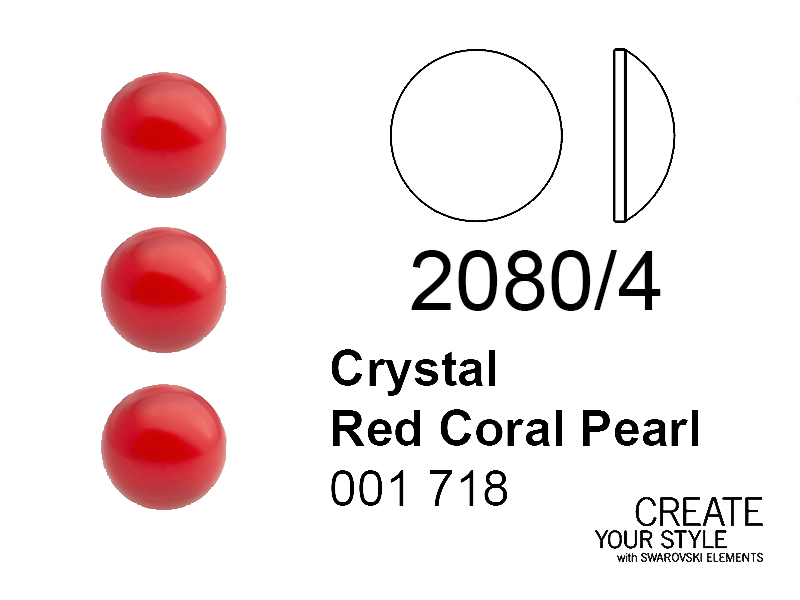 Swarovski Strass Termoadesivo (mezza sfera) CRYSTAL RED CORAL PEARL - 2080/4