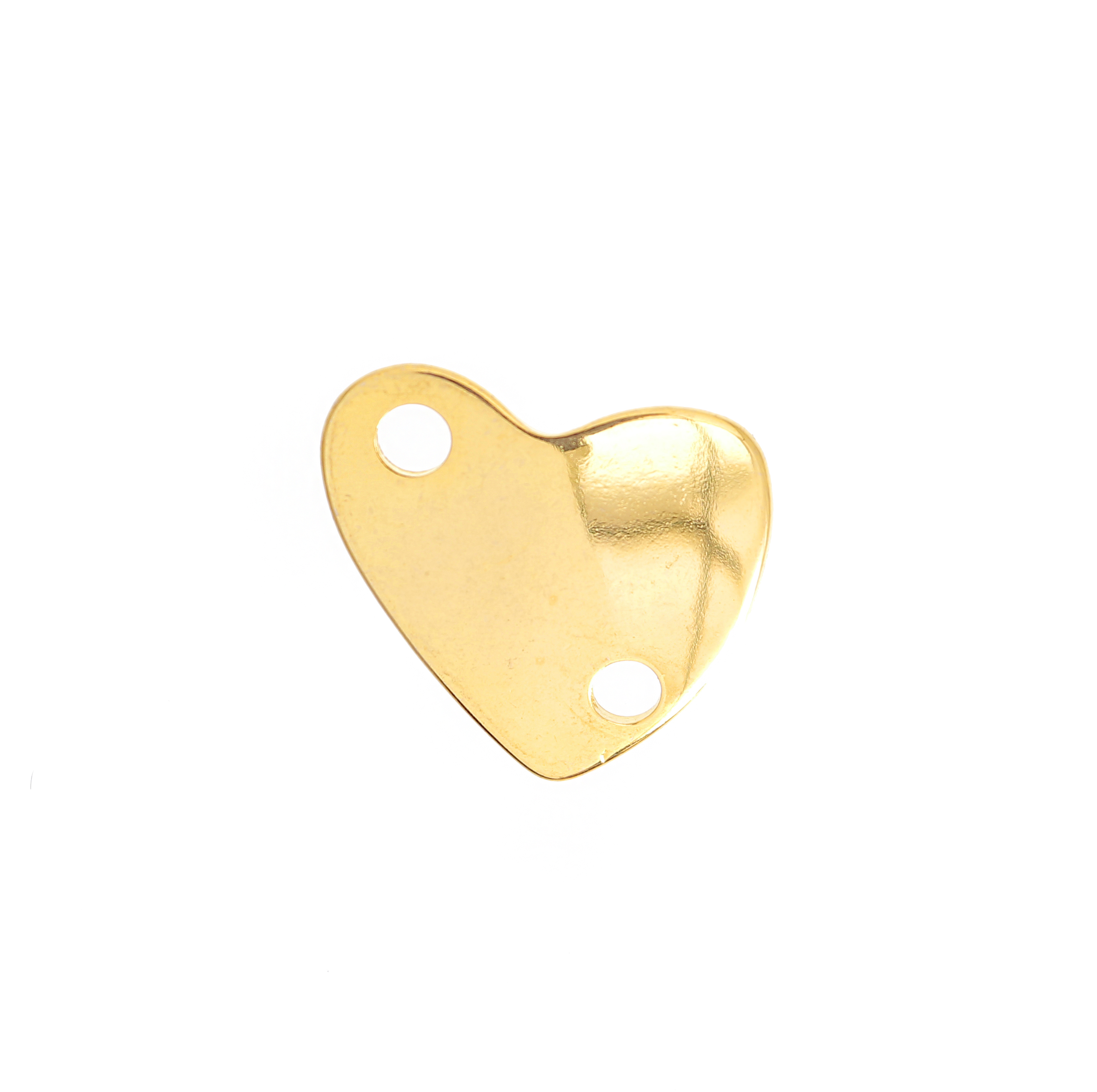 Accessorio a forma di cuore pieno, leggermente curvo, con due fori, 30x34 mm.