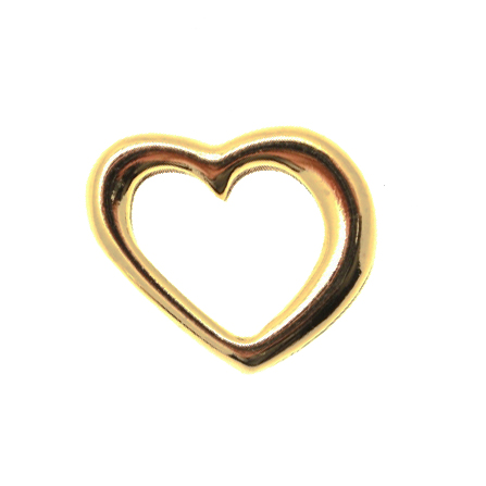 Accessorio a forma di cuore, storto liscio, vuoto all'interno, 20x18 mm.