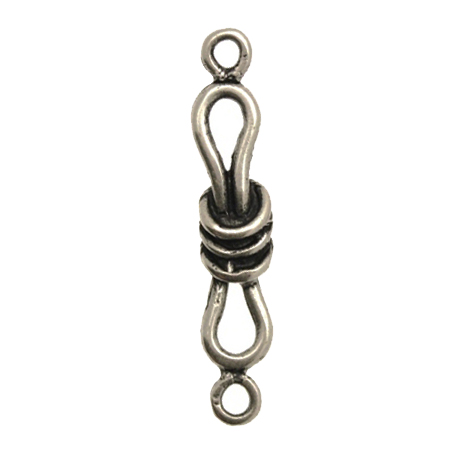 Accessorio a forma di "8" allungato, ritorto tre volte, con due anelli, 10x40 mm.