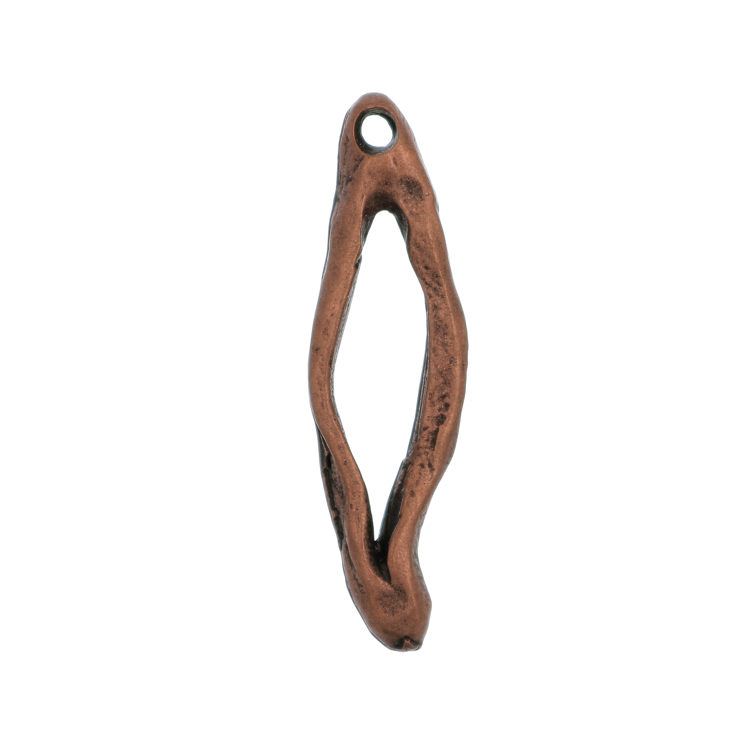 Accessorio a forma di goccia martellata, con un foro, 9x30 mm.
