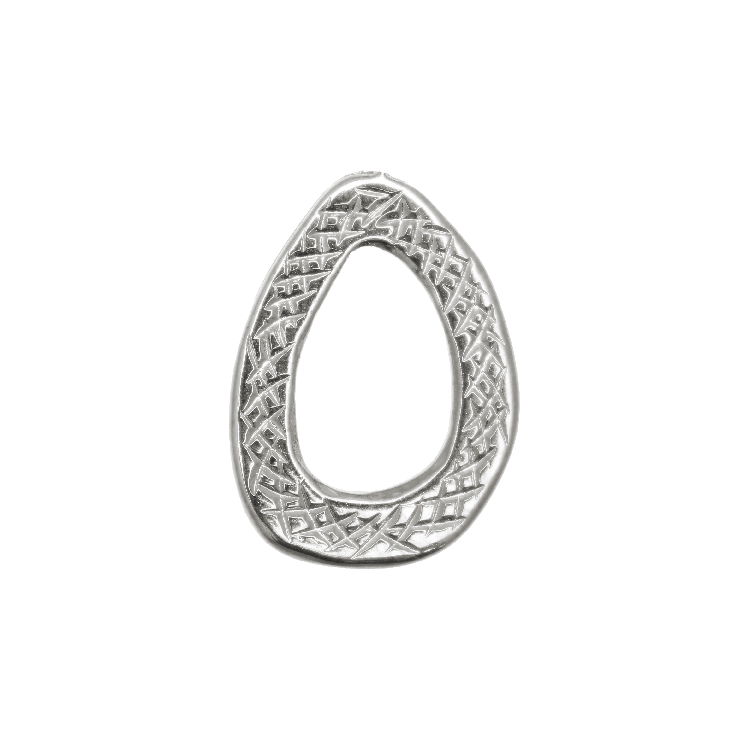 Accessorio a forma di goccia piatta, rigata, 18x25 mm.