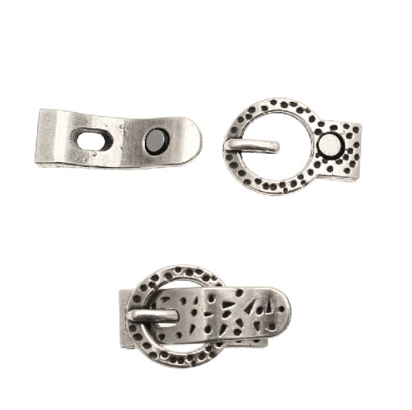 Chiusura a calamita a forma di fibbia, 37x22 mm.
