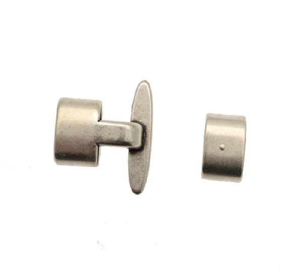 Chiusura per cordoncino in pelle tubolare, 20x23 mm.