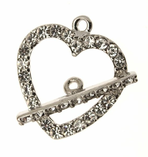 Chiusura a T piatta ricoperta nel contorno di strass colore crystal, 32 mm.