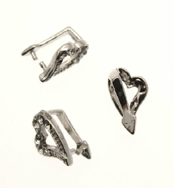 Ferma ciondolo a forma di cuore con strass crystal 12x8 mm.