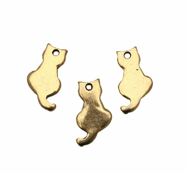 Ciondolo a forma di gattino liscio piatto, 10x18 mm.