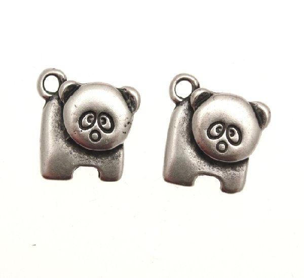 Ciondolo a forma di orso liscio piatto stilizzato 14x14 mm.
