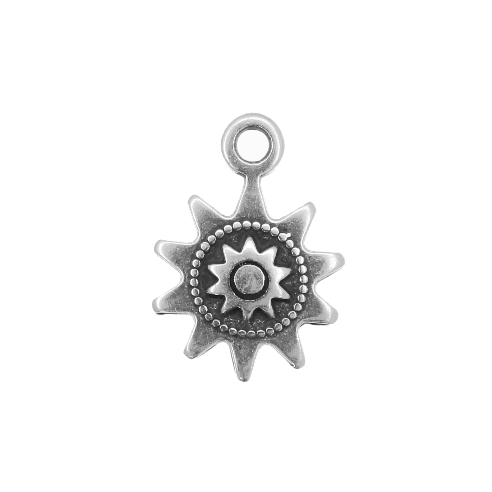 Ciondolo a forma di Sole, lavorato, 16x12 mm.