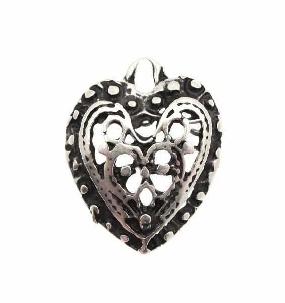 Ciondolo a forma di cuore in filigrana bombato 22x21 mm.