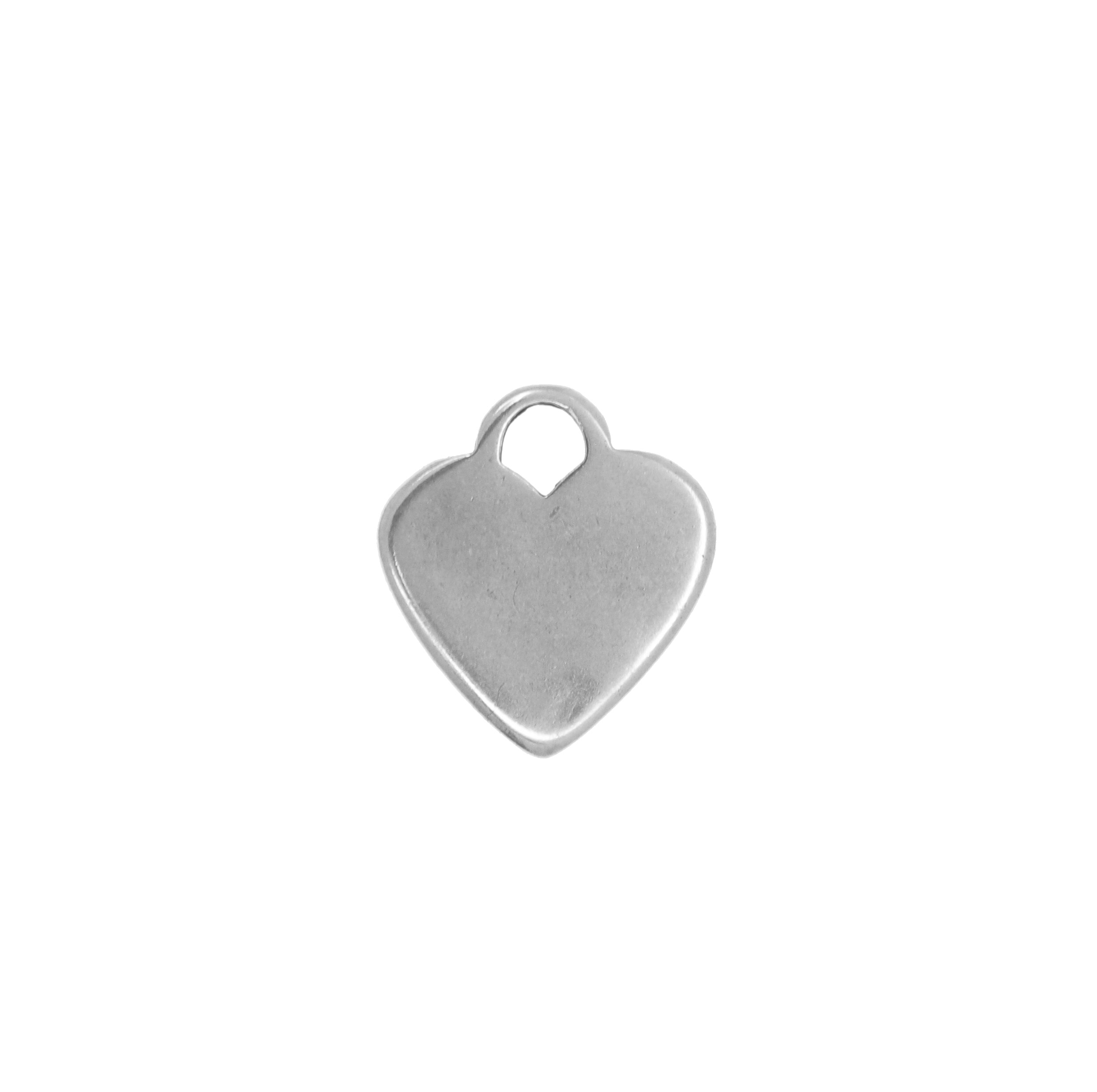 Ciondolo a forma di cuore piatto liscio con anello, 20x23 mm.