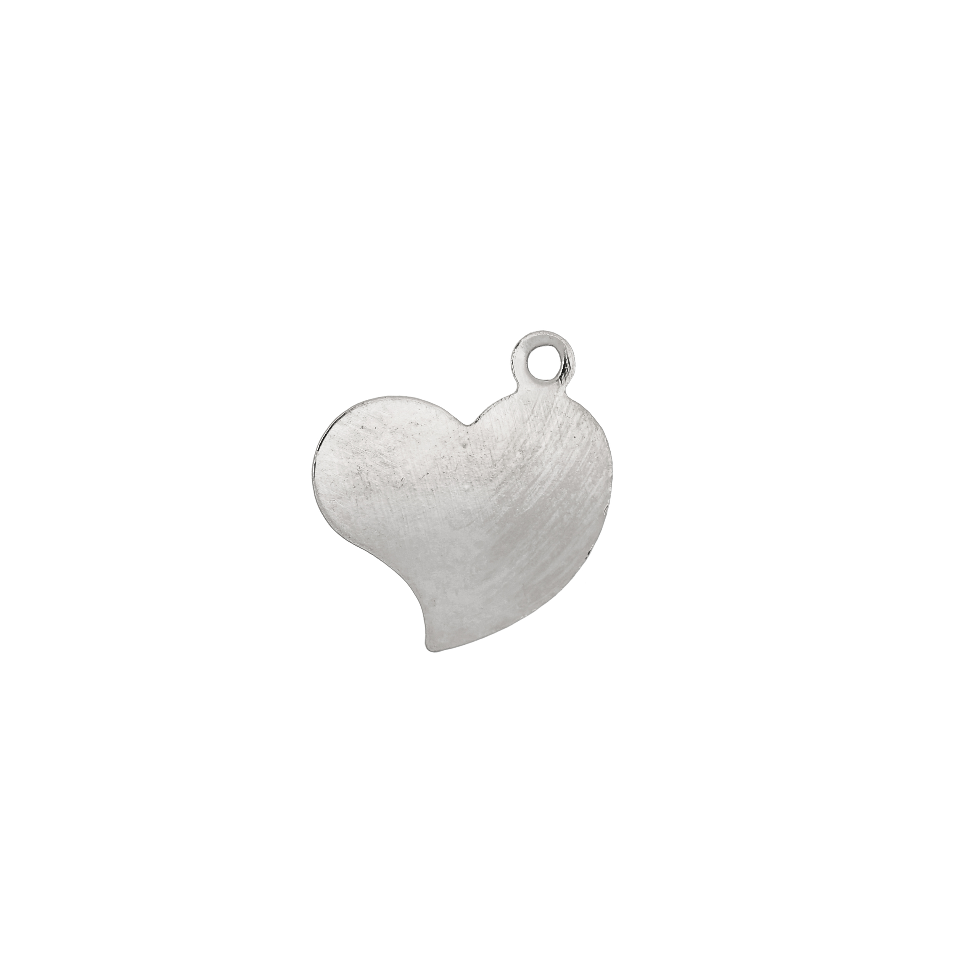 Ciondolo a forma di cuore, piatto, liscio, 11x12 mm.