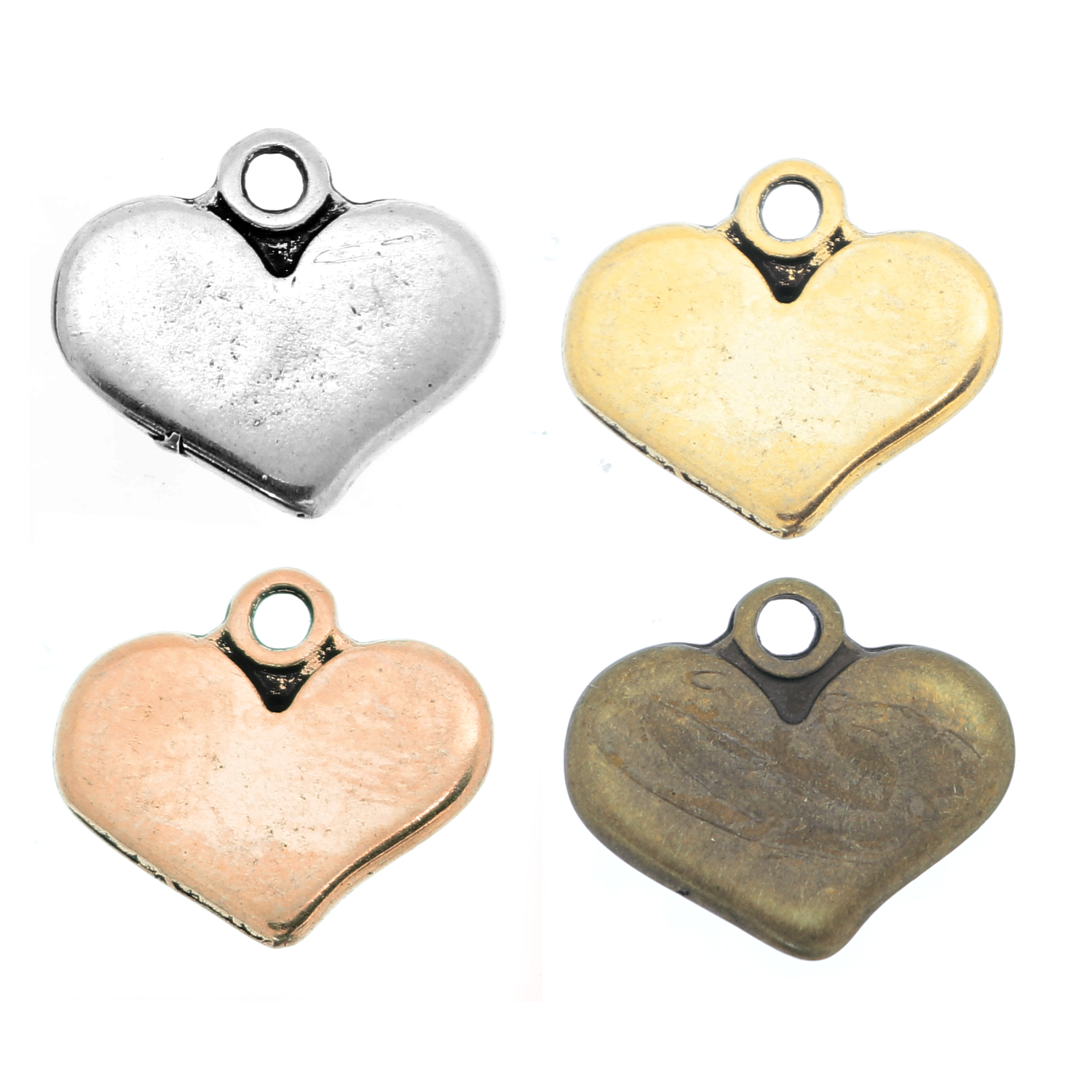 Ciondolo a forma di cuore piatto liscio, 16X14 mm.