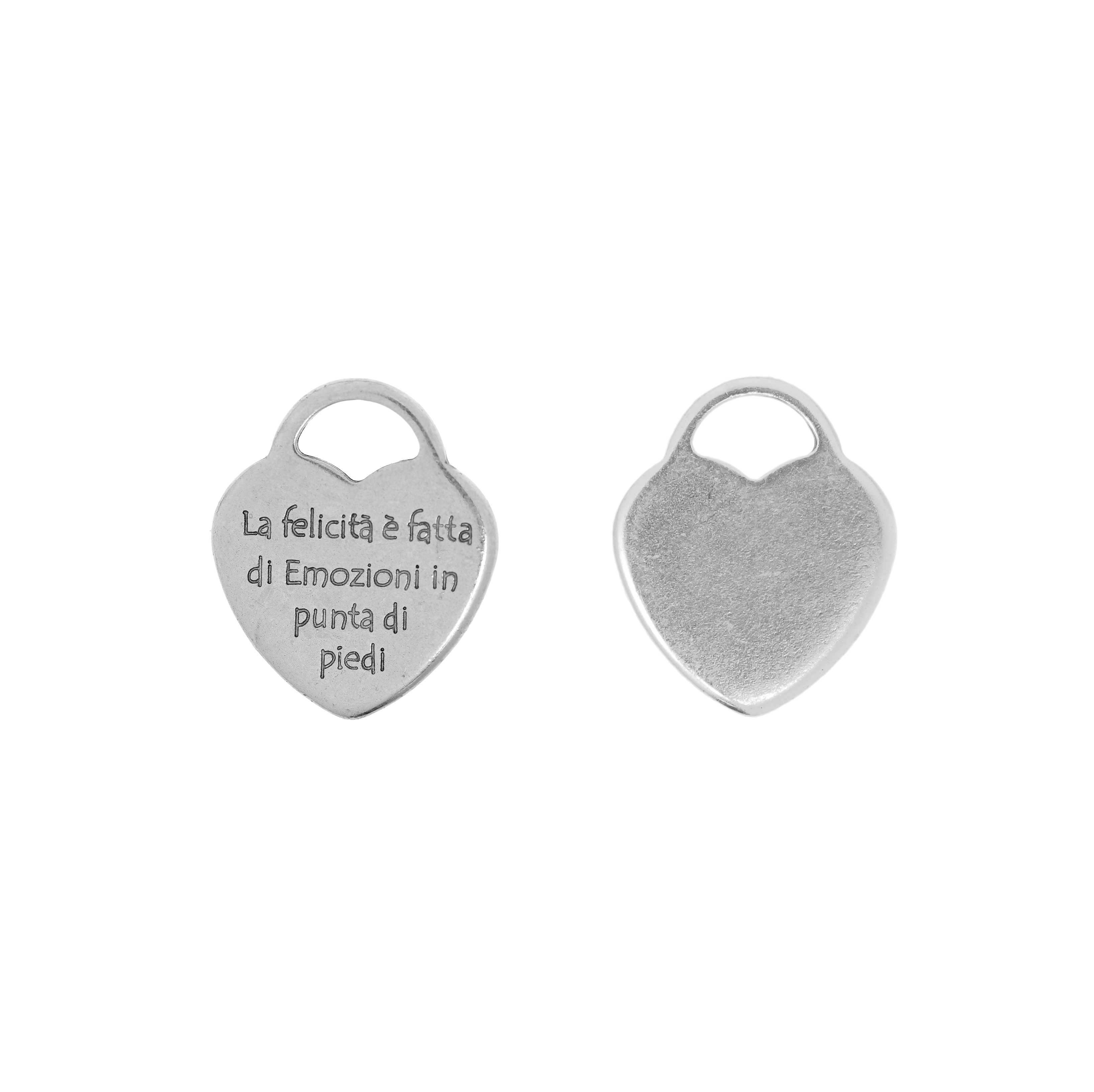 Ciondolo a forma di cuore piatto stile Tiffany con scritta, 24x20 mm.