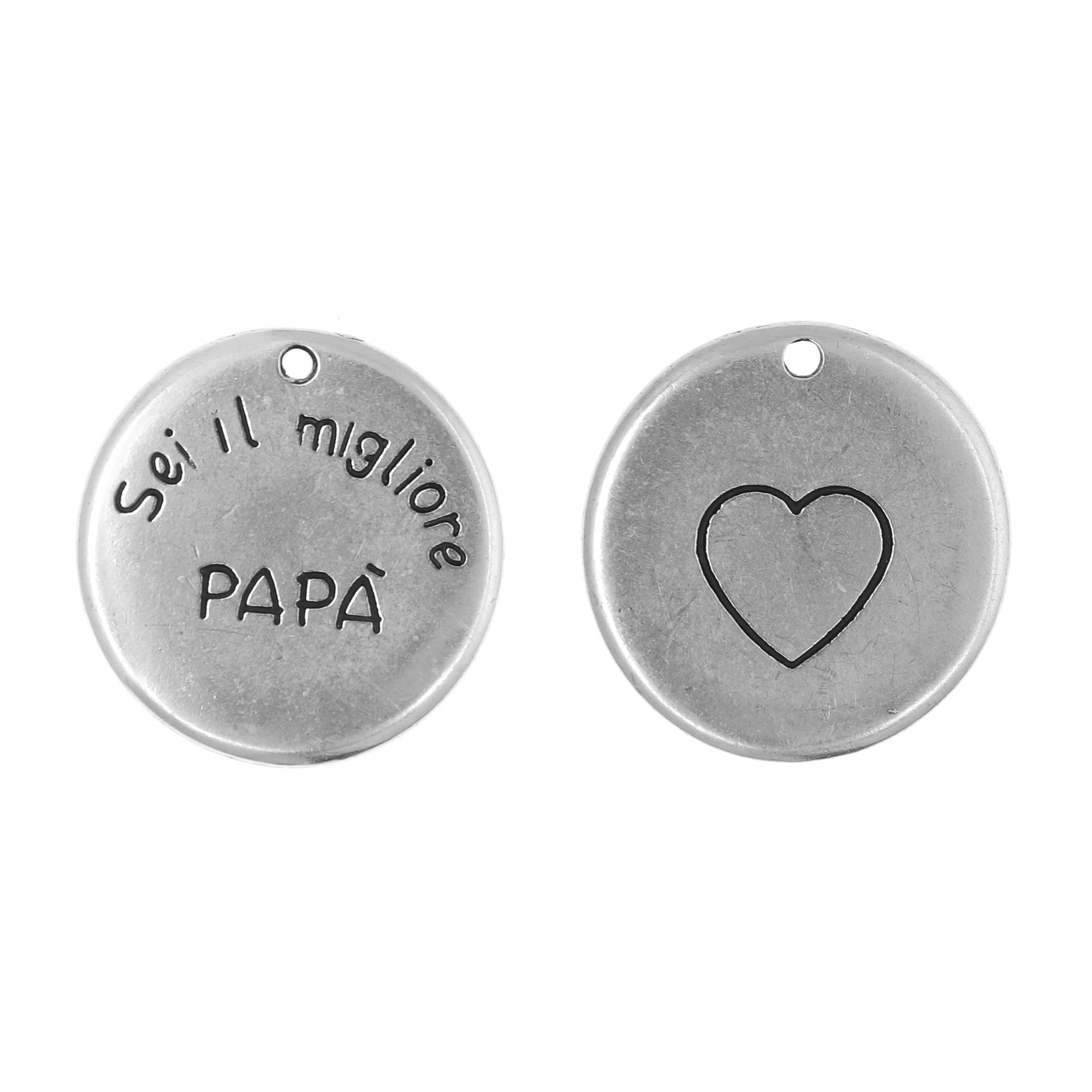 Ciondolo medaglia con scritta "Sei la migliore PAPA'", diametro 24 mm.