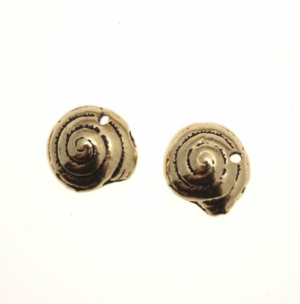 Ciondolo a forma di conchiglia tonda a spirale in punta con foro 11 mm.
