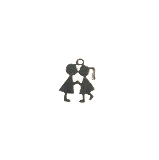 Ciondolo a forma di bambini che si baciano, 13x16 mm